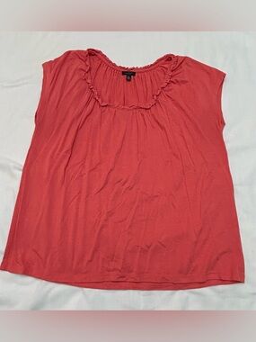 Talbot’s Rayon & Lucille blend Ruffled Scoop Neck Women's Top - Coral